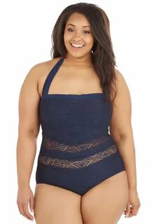Just Add Water One-Piece Swimsuit in Plus Size Mod Retro Vin
