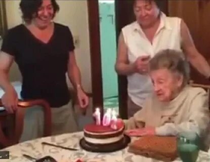 102-Year-Old Woman Blows Out Candles and Teeth VIDEO