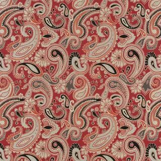 Parker Paisley Sumac Red and Grey Leaves Woven Upholstery Fa