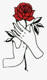 Rose Hands Aesthetic Tumblr Draw - Rose In Hand Drawing Png,