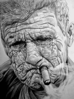 Old Man Face Drawing Old Man Detail I (Finished) by Dyobanol