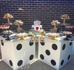 Close up of the dessert table from the casino themed birthda
