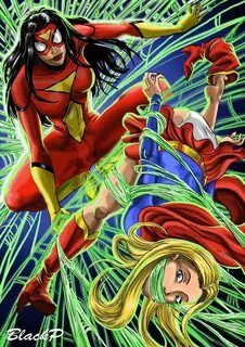 Spiderwoman VS Supergirl Spider woman, Supergirl, Girl fight