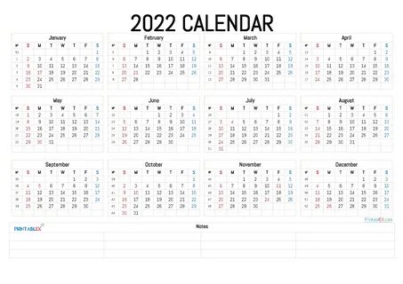 2022 Calendar With Week Numbers (Landscape, PDF, Image)
