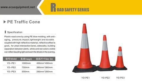 PE-Black Base Reflectorized Traffic Cones - Ecoequipment PPE