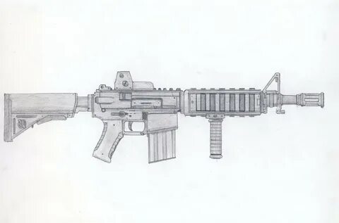 Drawn gun assault rifle - Pencil and in color drawn gun assa