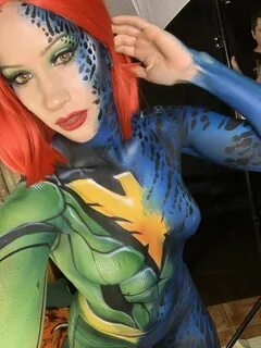 Body painted boobies! As Mystique turning into Phoenix - Red