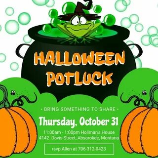 Green Halloween Potluck Invitation Video Halloween potluck, 