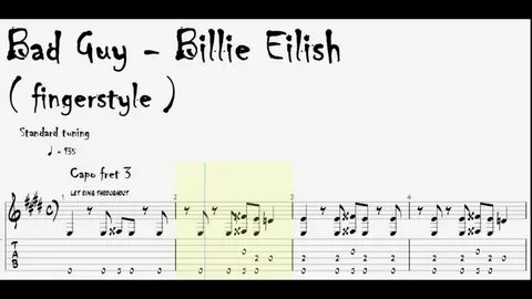 Billie Eilish - Bad Guy - fingerstyle guitar tab - YouTube