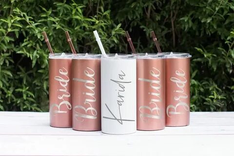 Personalized Skinny Tumbler With Straw Bachelorette Party Fa