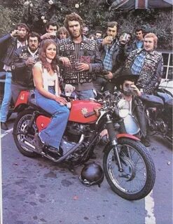 British rockabillies bike club in the 70s." Motorcycle girl,