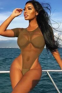 Army Green Round Neck Sheer Mesh Sexy One Piece Swimsuit