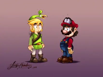 Crossover Ezlo The Legend Of Zelda Link Mario Super Mario Od