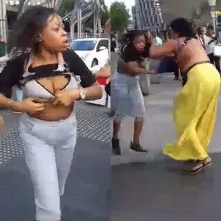Nigerian Women Fight Dirty, Tear Their Clothes Publicly In L
