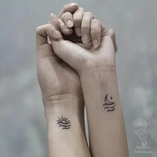 A sun and moon by Age Matching friend tattoos, Friendship ta