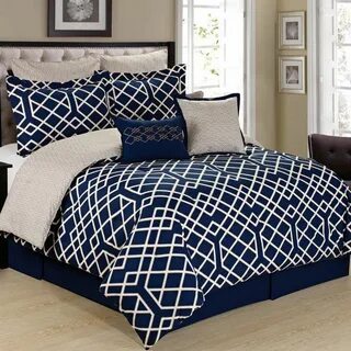 Cathay Home Demetri 8-Piece Reversible Comforter Set in Blue