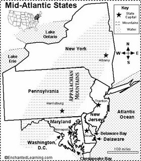 Mid-Atlantic States Map/Quiz Printout - EnchantedLearning.co