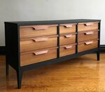 SOLD Matte Black and Wood Mid Century Modern Etsy
