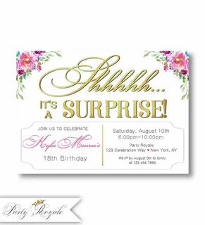 18th Birthday Invitations, Surprise Party for Teens, 16th 17