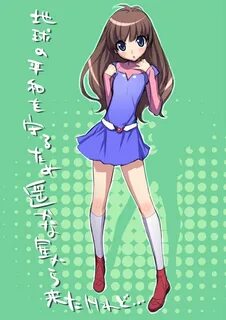 Safebooru - blush brown hair kanda momo kneehighs long hair 