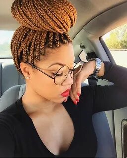 African Hair Braiding : Protective styles high bun Box Braid