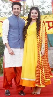 Ayushmann Khurrana and Bhumi Pednekar play Holi to promote '