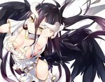albedo black hair breasts cleavage demon dress gloves horns 