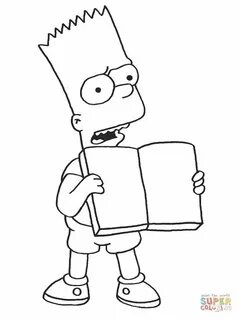 Bart Leyendo un Libro Super Coloring Simpsons drawings, Colo