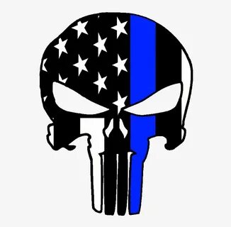 Punisher Svg Blue Line - Punisher Skull With Blue Line - Fre