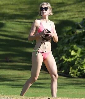 Toned: Rosamund showed off the fruits of her healthy lifesty