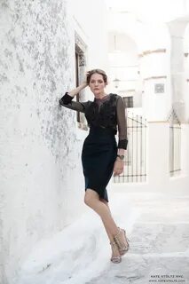 Kate Stoltz Black Lace Appliqué Chiffon Blouse in Santorini 
