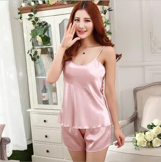 11.99US $ |Women Sexy Silk Satin Pajama Sleeveless Pyjama Femme Round Neck ...