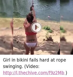 Girl in Bikini Fails Hard at Rope Swinging Video FAIL Meme o