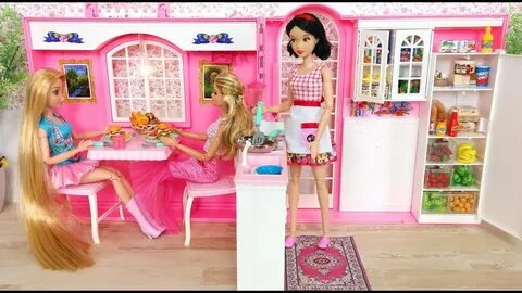 Barbie Doll Kitchen Toy Set Unboxing دمية باربي لعبة المطبخ 