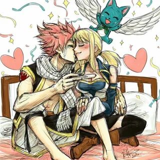 Fairy Tail - Natsu and Lucy (Happy too) Fairy tail natsu and