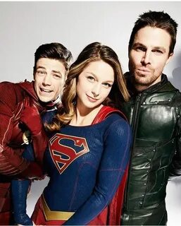 Grant Gustin, Melissa Benoist, and Stephen Amell. Love this 