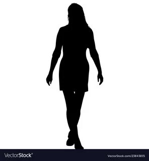 Black silhouette woman standing people on white Vector Image