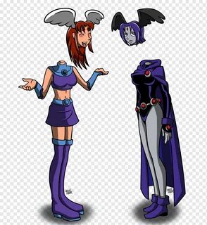 Starfire Raven Art Teen Titans, gagak, ungu, hewan, dc Komik