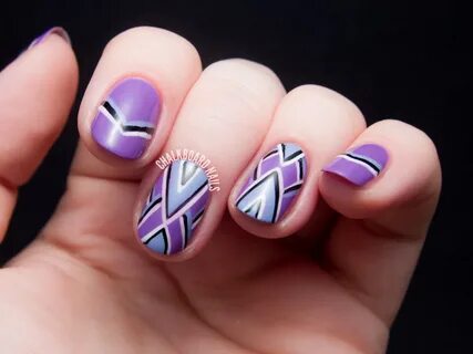 Purple, Periwinkle, and Points - Freehand Chevron Nail Art C