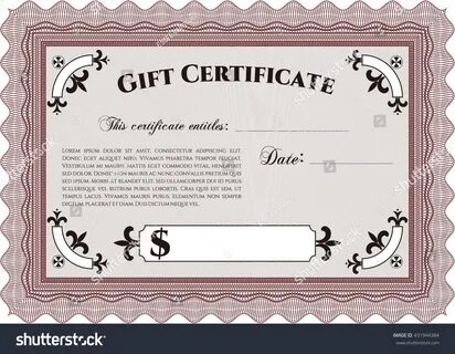 Formal Gift Certificate Border Frame Quality: стоковая векто