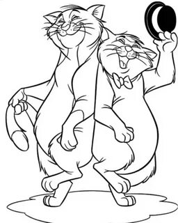 O'Malley and Scat Cat of Aristocats coloring pages