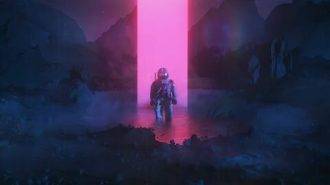 #artwork digital art #neon #astronaut #Monolith #beeple #men