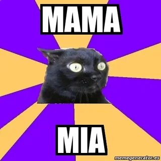 Meme Anxiety Cat - mama mia - 19943575