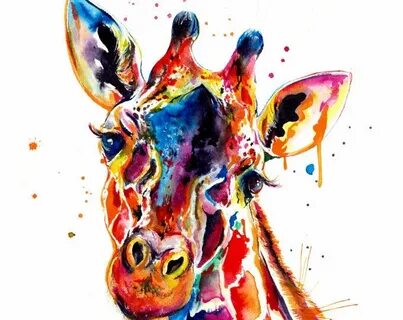 Colorful Giraffe Watercolor Painting - print of original Gir