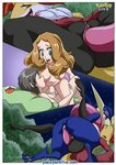 Xbooru - blush breasts calem calem (pokemon) comic delphox g