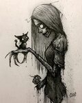 Dead girl with cat. #characterdesign Creepy drawings, Dark a