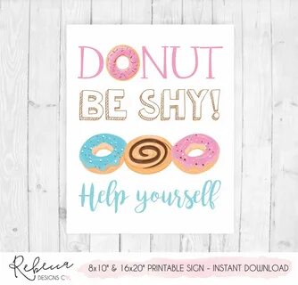 Donut be shy sign printable donuts favor sign donut party si