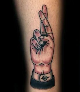 50 Fingers Crossed Tattoo Designs For Men - Hand Gesture Ink
