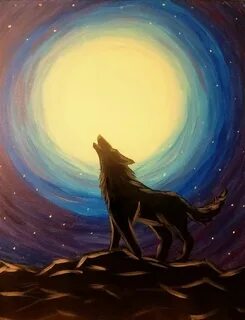 Paint the Night Away: Wolf Howling at the Moon Painting Moon