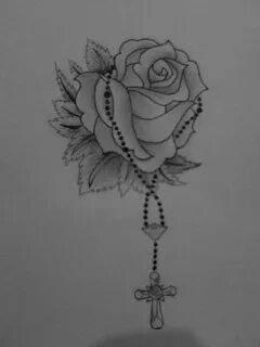 Rosary with Rose Tattoo Rosary tattoo, Rosary bead tattoo, H